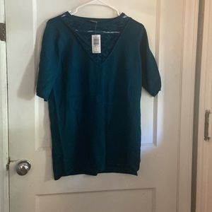 Torrid Teal Elbow Slv x Cross Pullover